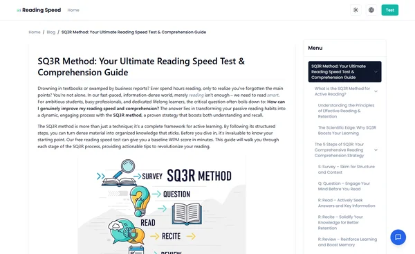 SQ3R 方法：您的终极阅读速度测试与理解指南