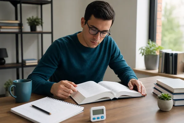 Leitor planejando uma sessão de leitura