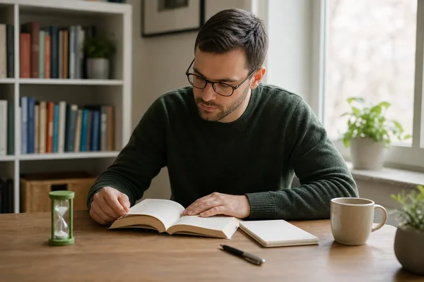 Reader timing a short passage