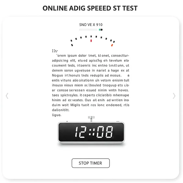 Interface of online reading speed test with text and timer.