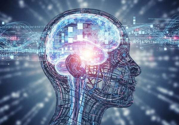 Person concentrating, glowing brain symbolizing improved memory