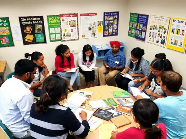 Grupo participando de uma oficina de habilidades de leitura com aprendizagem interativa